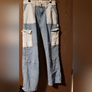 GOGO Women's Straight Leg Jeans - Light Blue and White Size 00/23